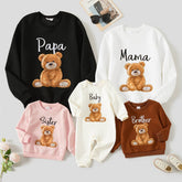 Family Matching Bear Print Long-sleeve Tops