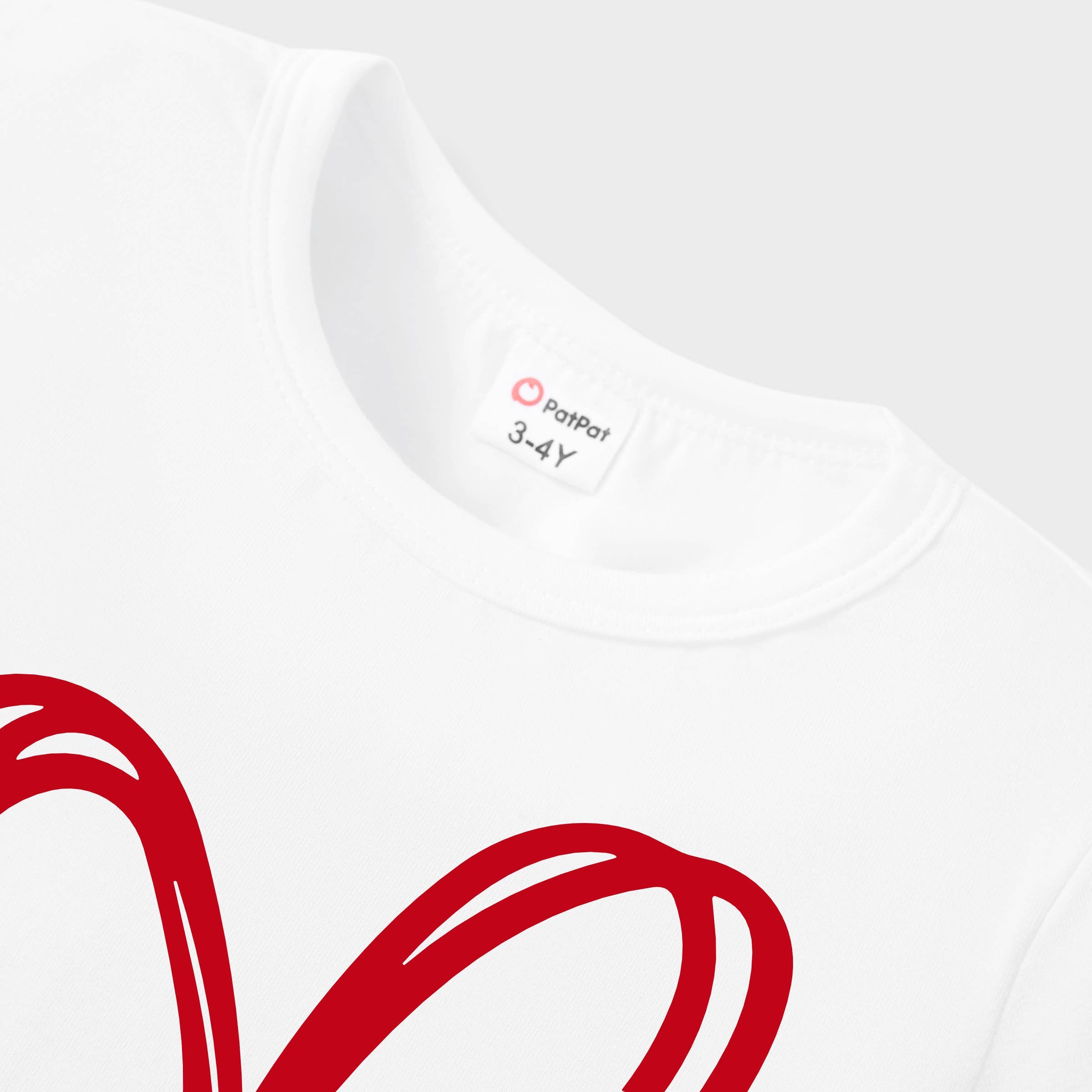 Valentine's Day Heart Pattern Cotton Matching Family T-shirt