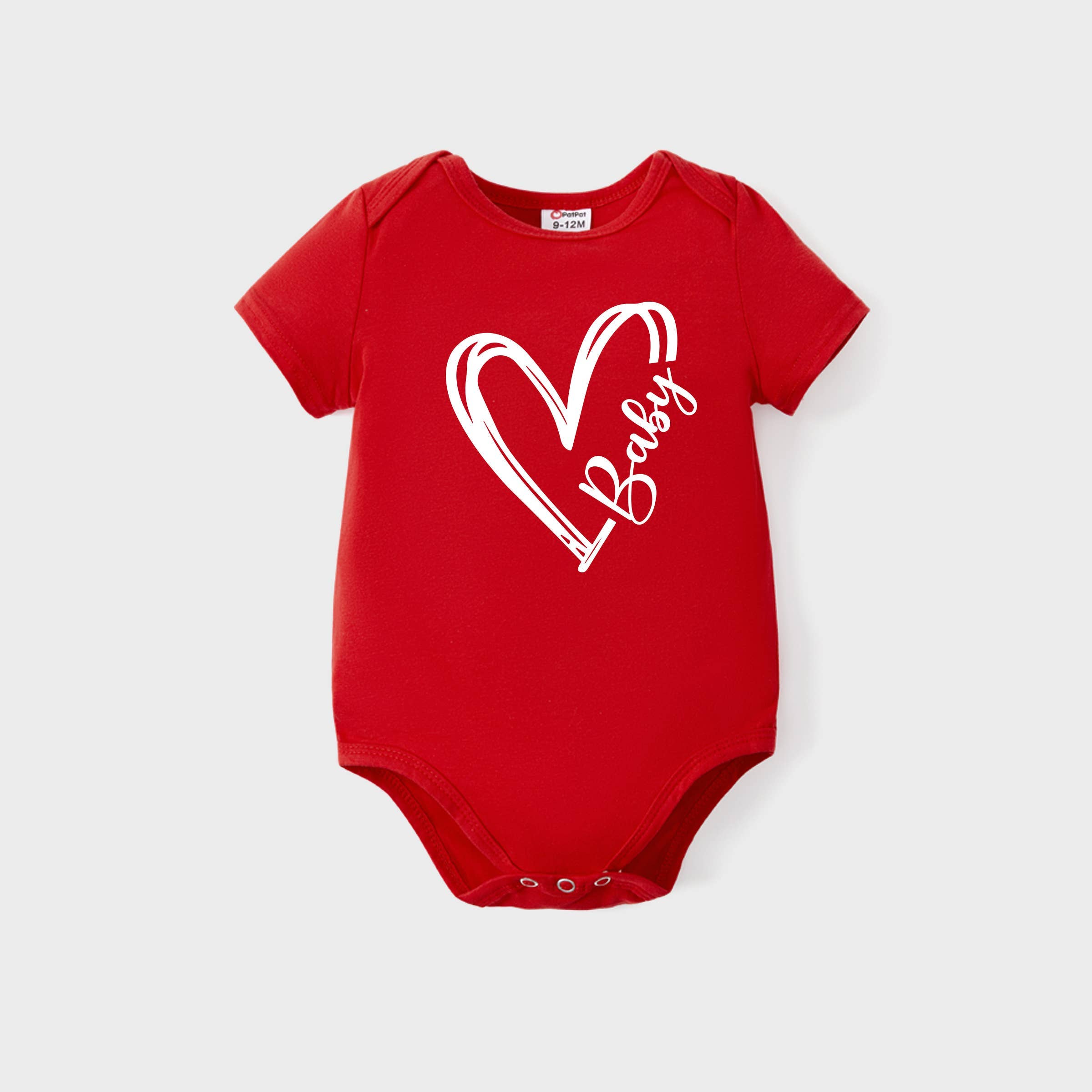 Valentine's Day Heart Pattern Cotton Matching Family T-shirt
