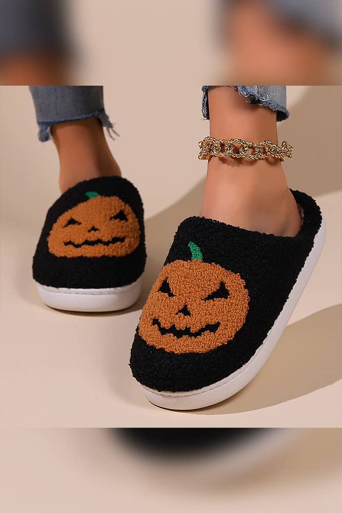 Halloween Pumpkin Fleece Slipper ZK2108