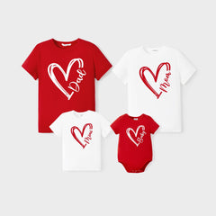 Valentine's Day Heart Pattern Cotton Matching Family T-shirt