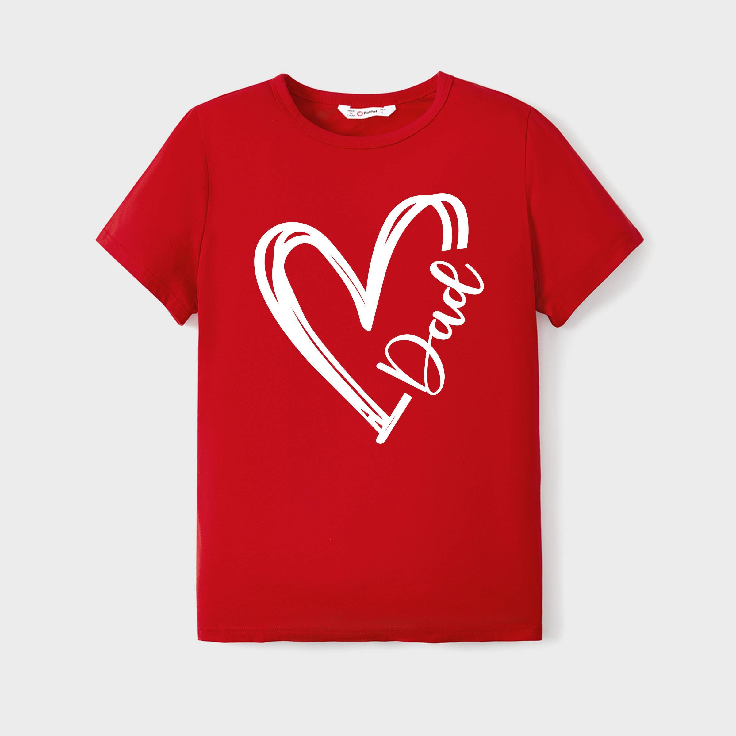 Valentine's Day Heart Pattern Cotton Matching Family T-shirt