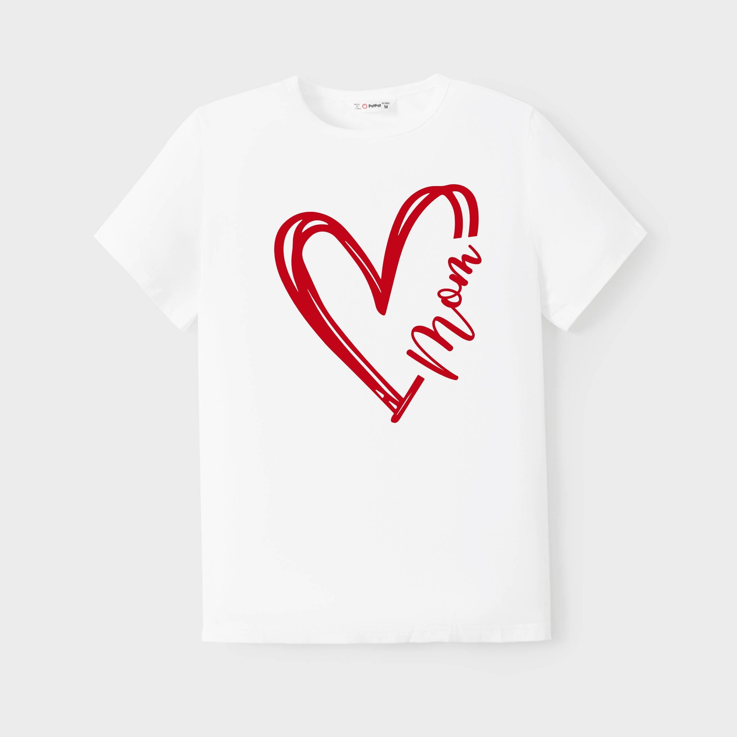 Valentine's Day Heart Pattern Cotton Matching Family T-shirt