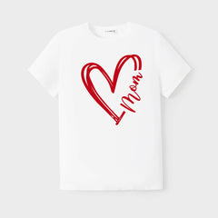 Valentine's Day Heart Pattern Cotton Matching Family T-shirt
