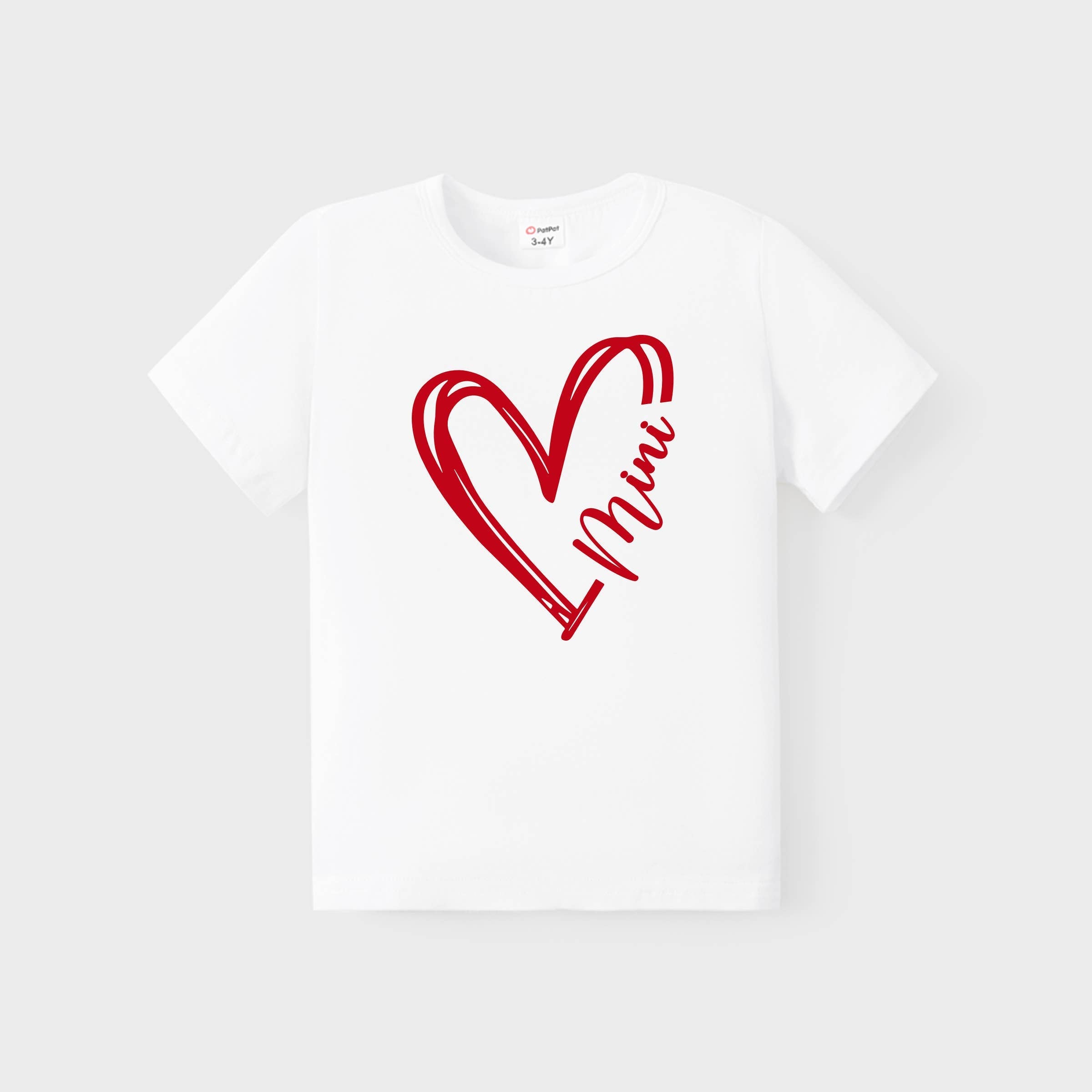 Valentine's Day Heart Pattern Cotton Matching Family T-shirt