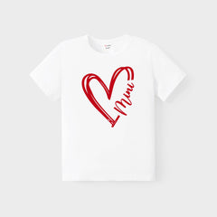 Valentine's Day Heart Pattern Cotton Matching Family T-shirt